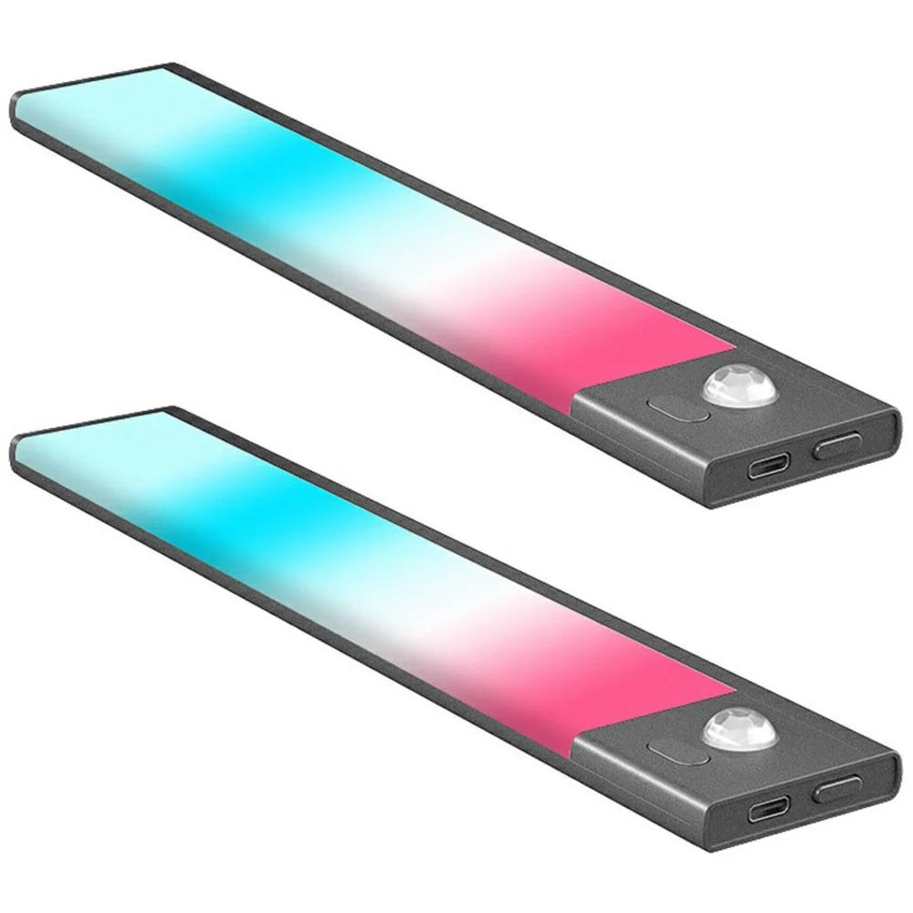 L1-021 2Pcs 40cm RGB Cabinet Light Magnetic Human Motion Sensor Smart Wall Lamp Long Night Light for Home - Tarnish - 1