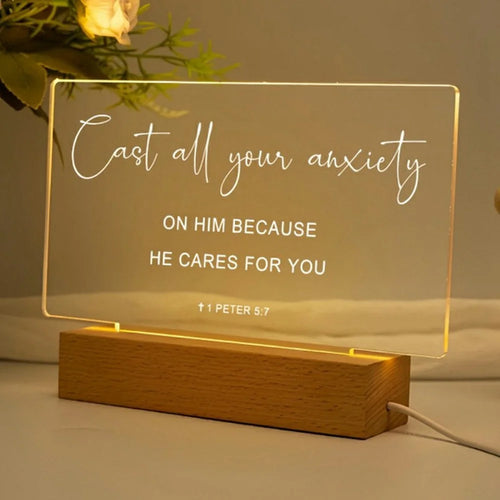 USB Powered Night Light Acrylic Message Board Transparent Writing Pad 3 Color Warm Light for Home Decor - 1