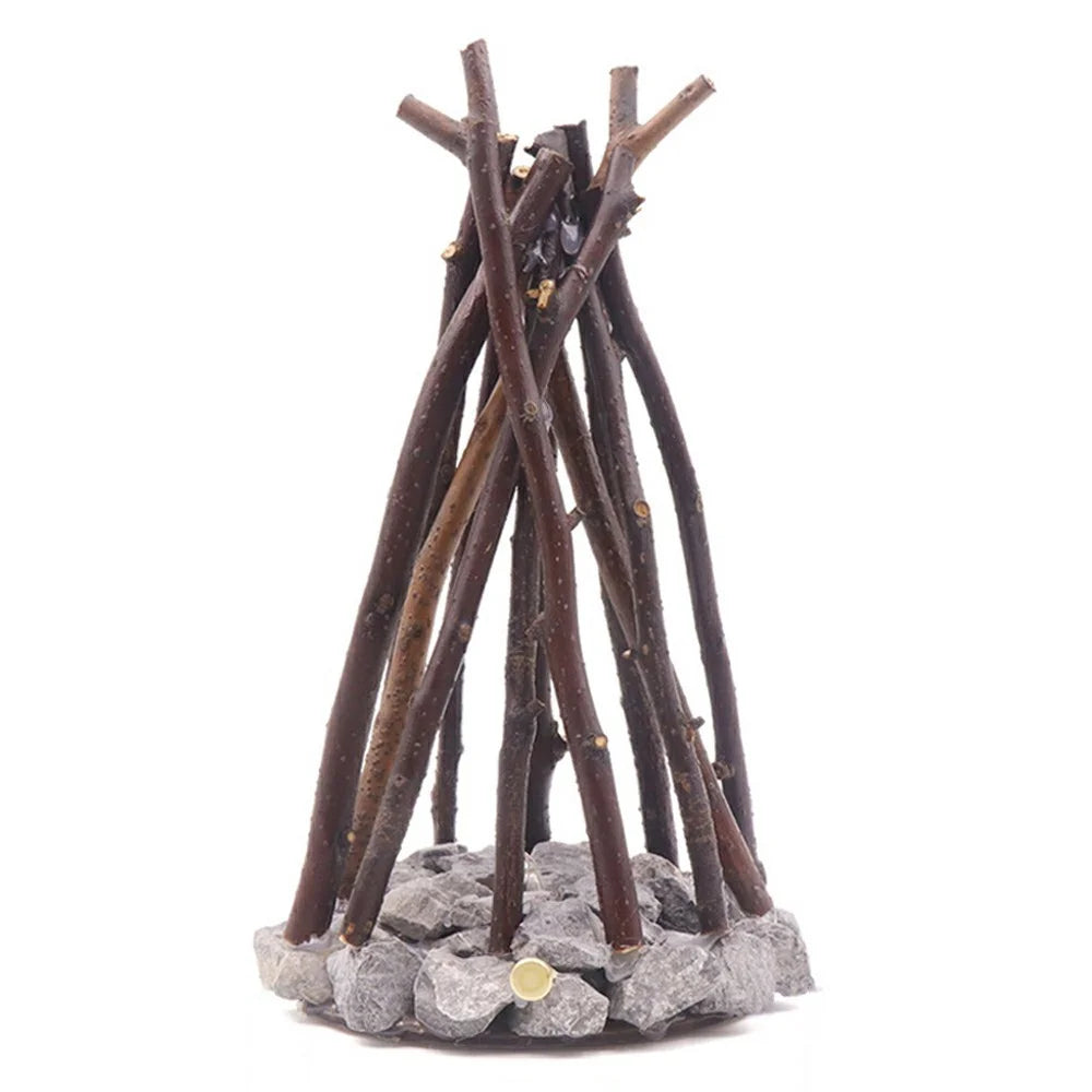 130 x 130 x 245mm Creative LED Campfire Night Light Stone Tree Branch Design Decorative Table Lamp for Bedroom / Living Room - 1