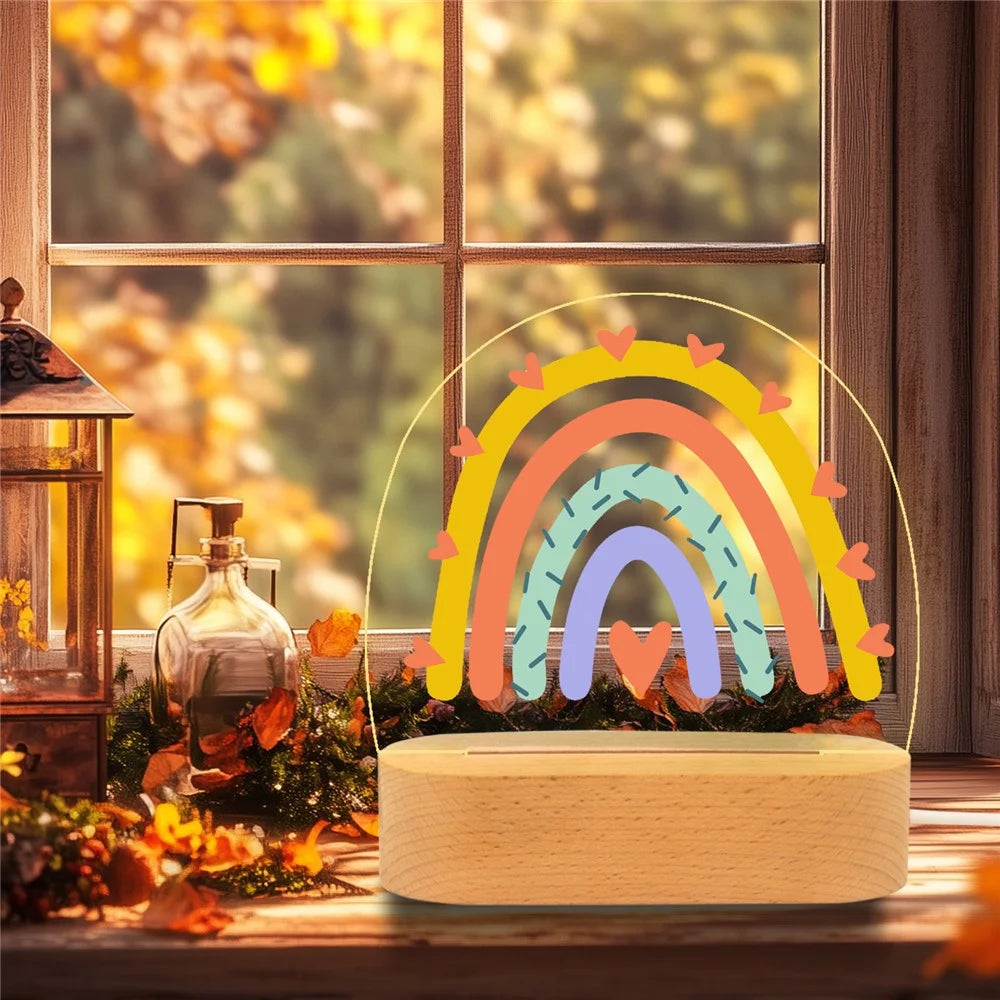 Acrylic Rainbow Night Light Desk Lamp Decorative USB Powered LED Lighting for Kids Room  /  Bedside - Style I - 2