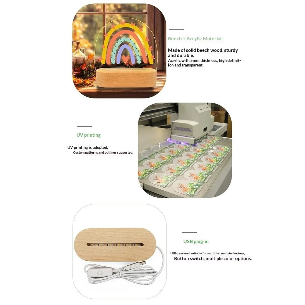 Acrylic Rainbow Night Light Desk Lamp Decorative USB Powered LED Lighting for Kids Room  /  Bedside - Style I - 3