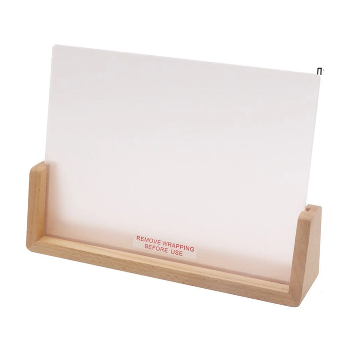Large 203×150×4mm DIY Acrylic Handwritten Note Board Wood LED Light Stand Night Light USB Powered (Warm Light) - Beech Wood Base - 1