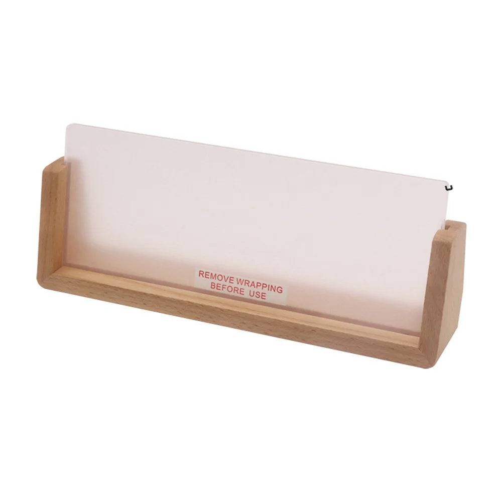 Large 203×80×4mm DIY Acrylic Handwritten Note Board Wood LED Light Stand Night Light USB Powered (Warm Light) - Beech Wood Base - 1