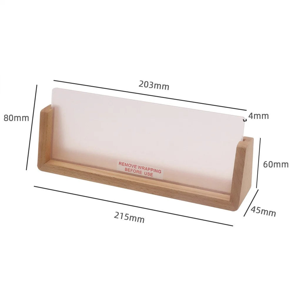 Large 203×80×4mm DIY Acrylic Handwritten Note Board Wood LED Light Stand Night Light USB Powered (Warm Light) - Beech Wood Base - 3