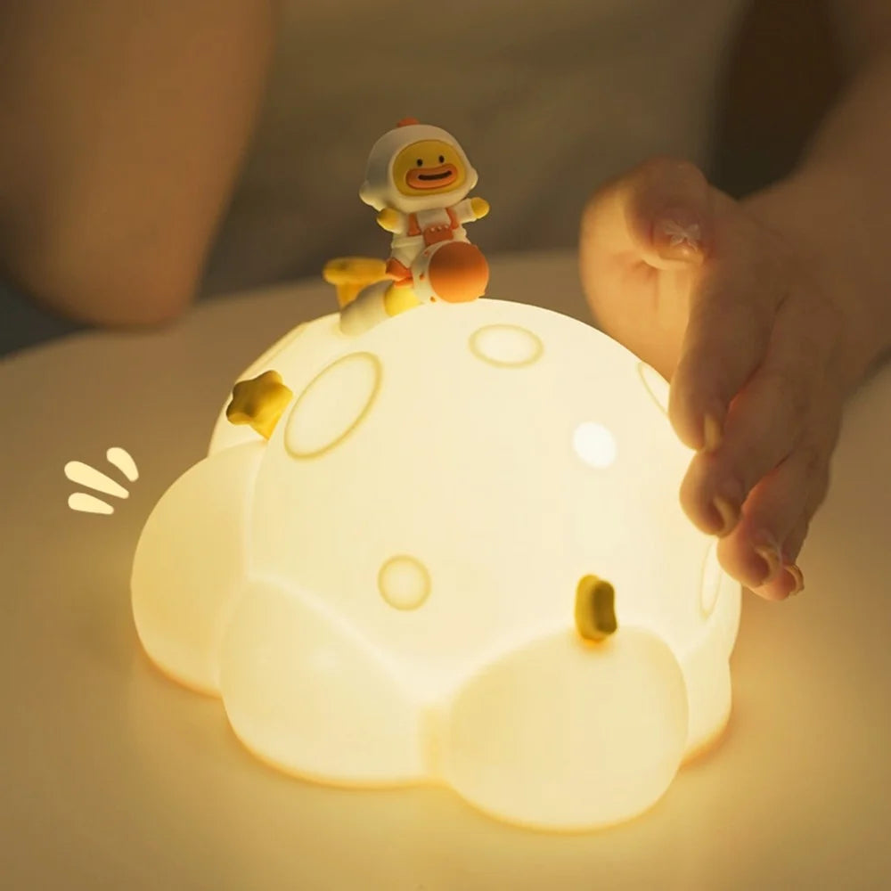 ICARER FAMILY Planet Night Light 3 Brightness Levels Timer Silicone Squeeze Lamp for Bedroom  /  Nursery - 4