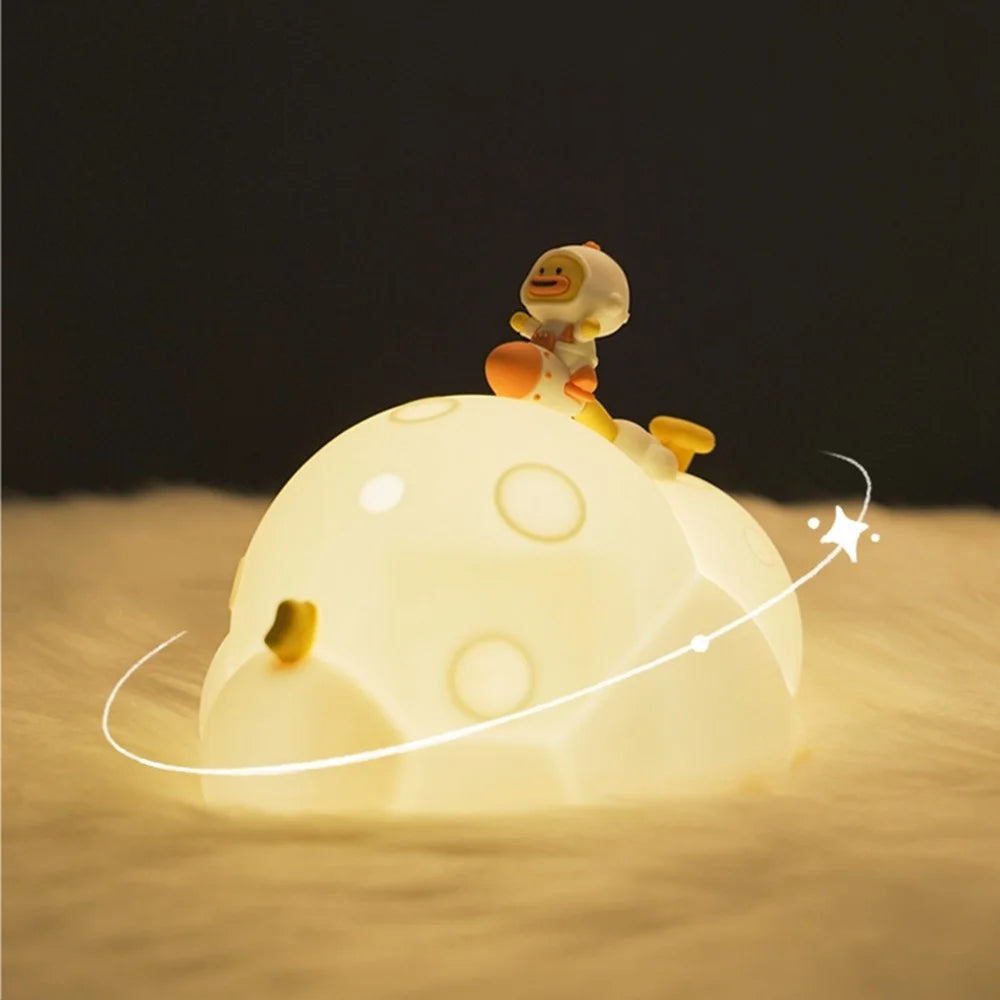ICARER FAMILY Planet Night Light 3 Brightness Levels Timer Silicone Squeeze Lamp for Bedroom  /  Nursery - 5