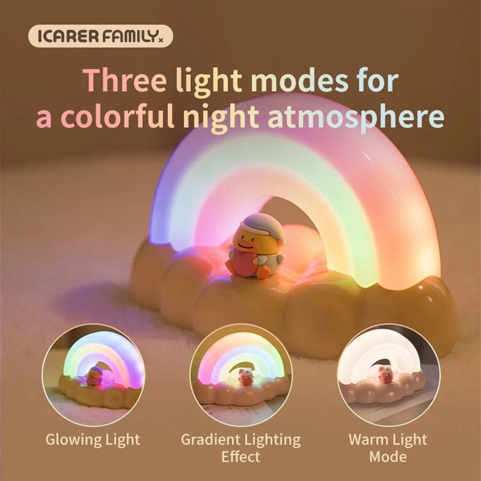 ICARER FAMILY Rainbow Night Light Touch Sensor Bedside Lamp 3 Lighting Modes For Bedroom - Yellow - 3