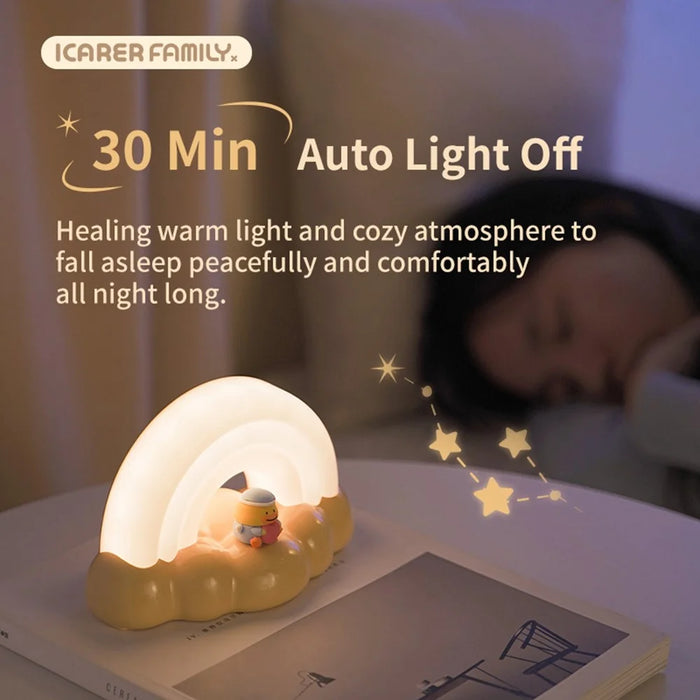 ICARER FAMILY Rainbow Night Light Touch Sensor Bedside Lamp 3 Lighting Modes For Bedroom - Yellow - 5