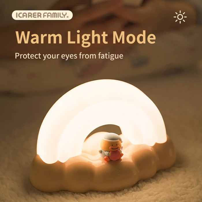 ICARER FAMILY Rainbow Night Light Touch Sensor Bedside Lamp 3 Lighting Modes For Bedroom - Yellow - 6