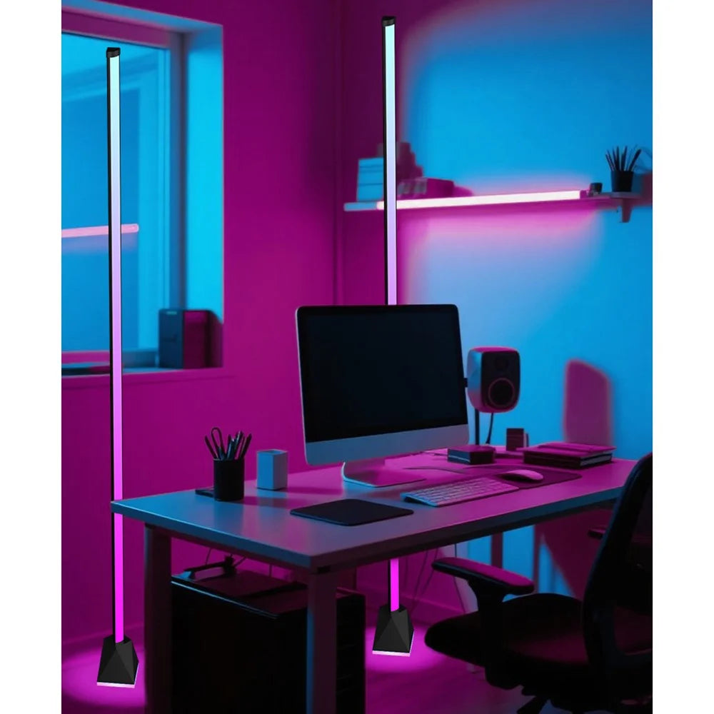 118cm 3-section RGB Ambient Floor Lamp Light Strip Bluetooth-compatible App / Remote Control Corner Lamp for Living Room Bedroom - 6