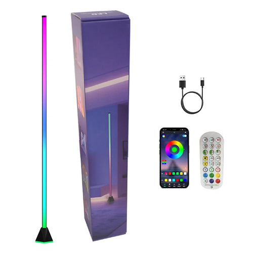 154cm 4-section RGB Ambient Floor Lamp Light Strip Bluetooth-compatible App / Remote Control Corner Lamp for Living Room Bedroom - 1