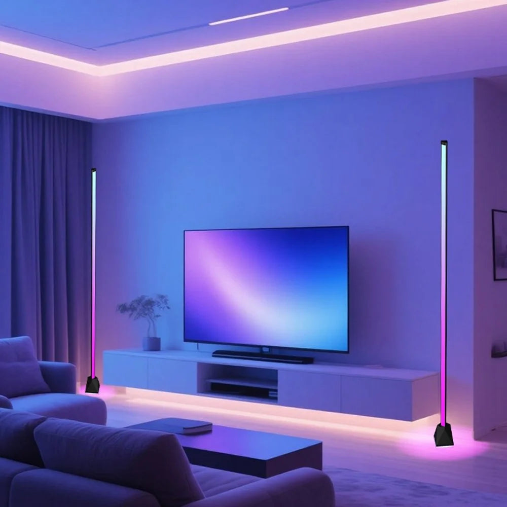 154cm 4-section RGB Ambient Floor Lamp Light Strip Bluetooth-compatible App / Remote Control Corner Lamp for Living Room Bedroom - 3