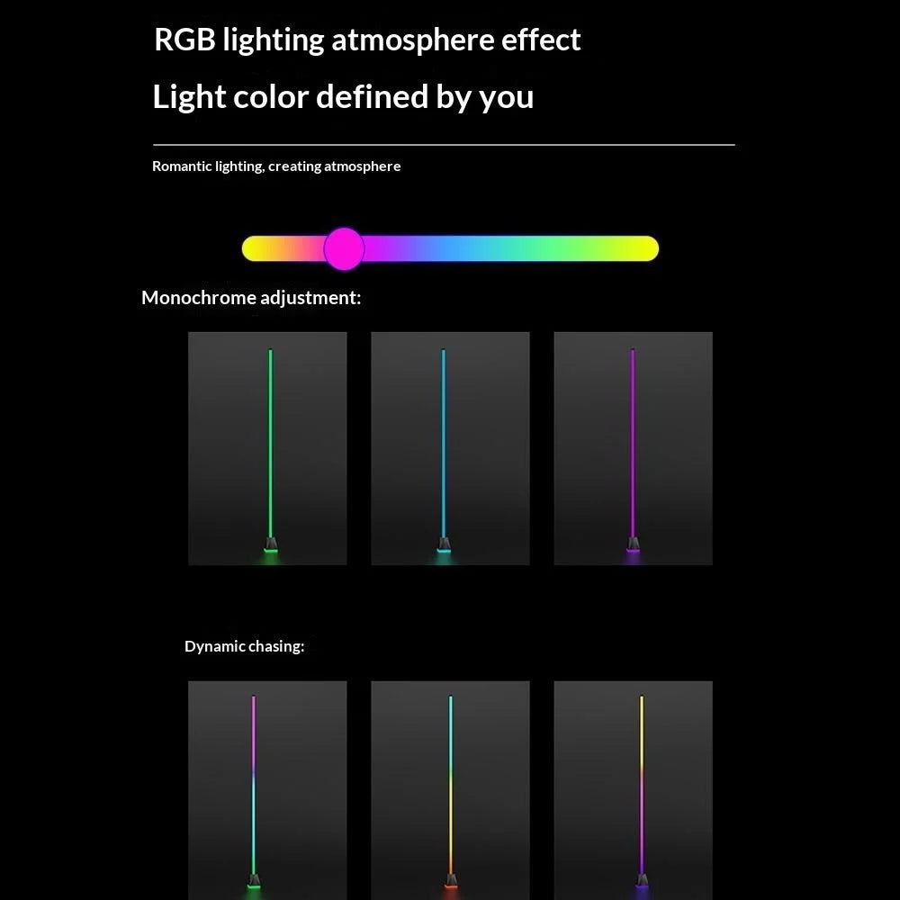 154cm 4-section RGB Ambient Floor Lamp Light Strip Bluetooth-compatible App / Remote Control Corner Lamp for Living Room Bedroom - 4