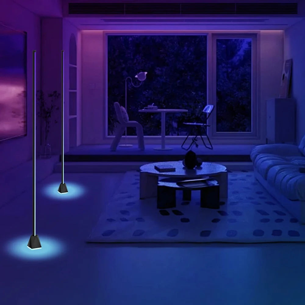 154cm 4-section RGB Ambient Floor Lamp Light Strip Bluetooth-compatible App / Remote Control Corner Lamp for Living Room Bedroom - 5