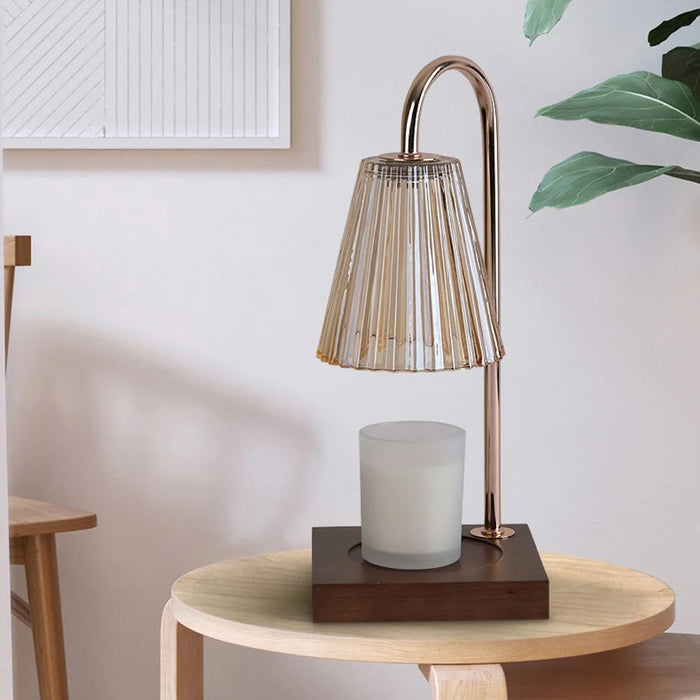 Retro Table Lamp for Aroma Wax Melting with Timer Dimmable Candle Warmer Lamp, EU Plug - Style A - 4