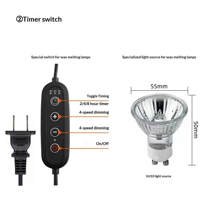 Retro Table Lamp for Aroma Wax Melting with Timer Dimmable Candle Warmer Lamp, EU Plug - Style A - 6
