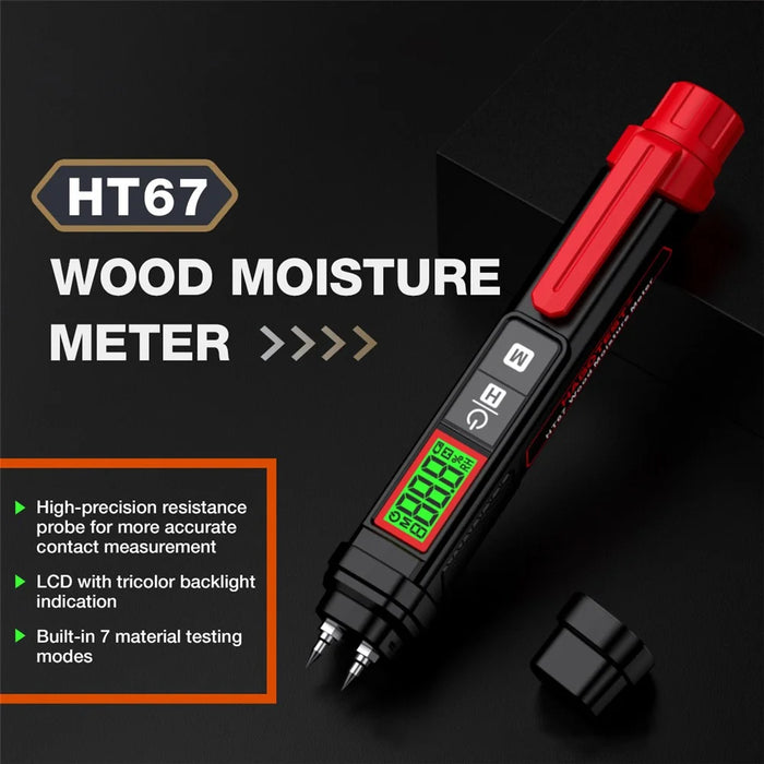 HABOTEST HT67 Wood Moisture Meter Digital Humidity Detector for Wood Wall Cement Materials - 3