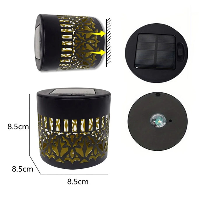 Solar Outdoor Wall Light Waterproof Mandala Pattern Motion Sensor Garden Lamp - Black - 5