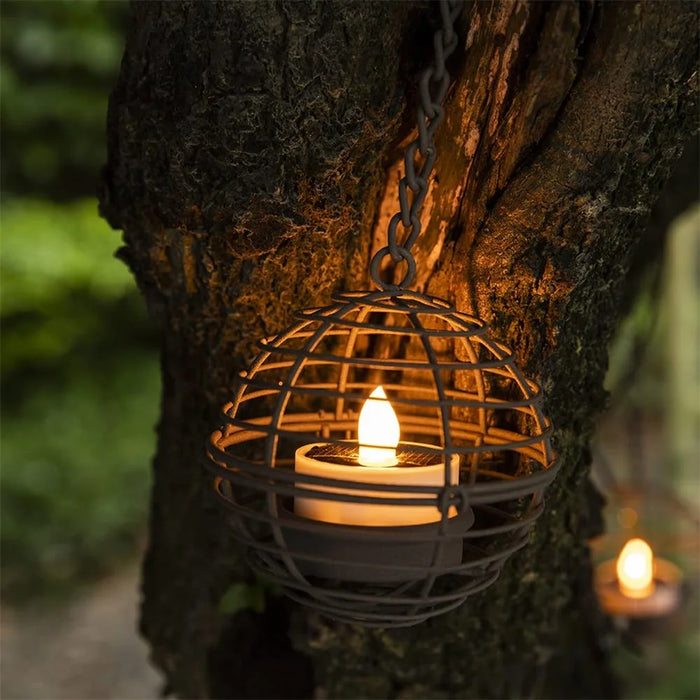 4Pcs Outdoor Solar Hanging Lanterns LED Lights Iron Wire Garden Patio Waterproof Decoration Light - Black - 3