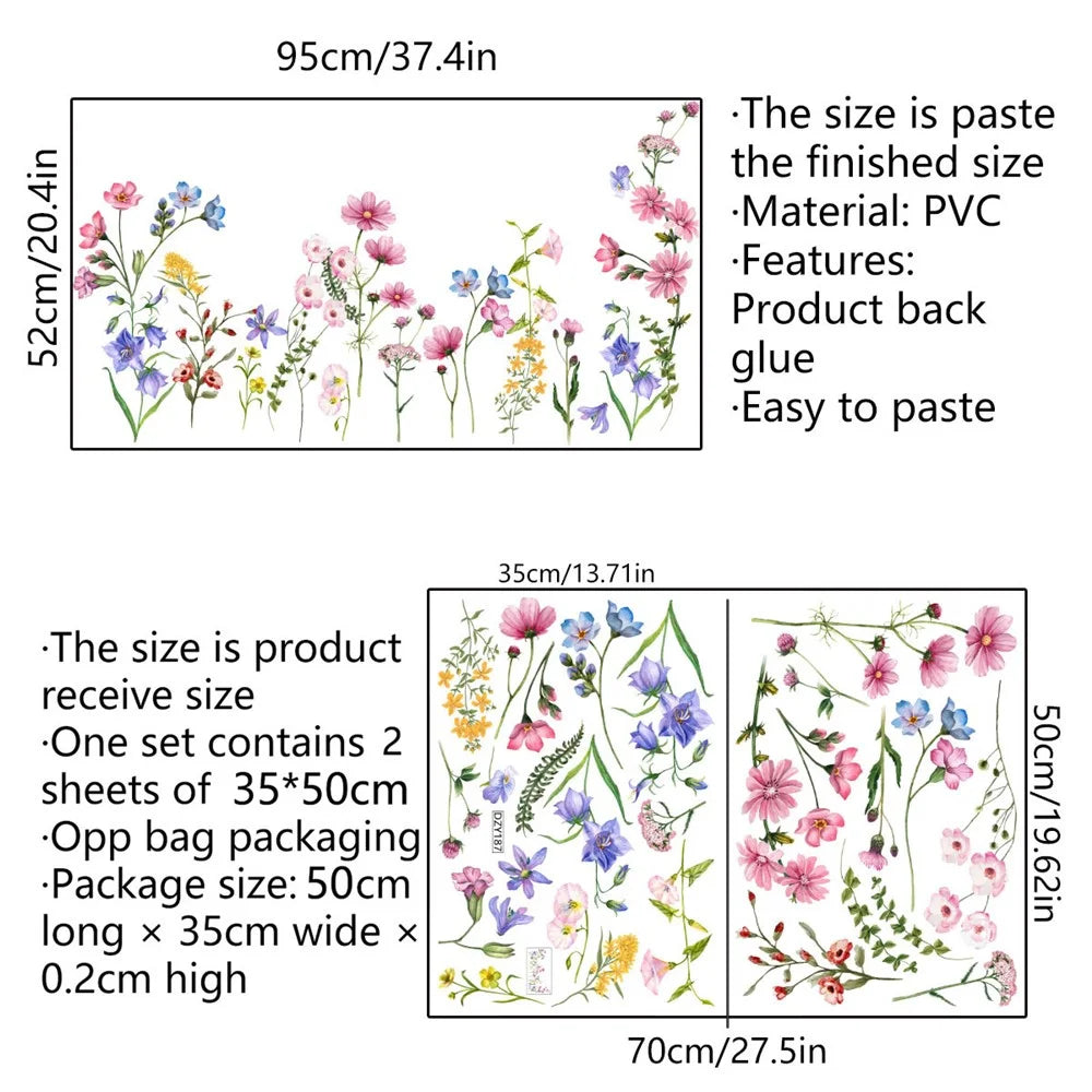DZY187 2Pcs / Set Flower Plant Wall Decor Sticker Living Room Kindergarten Decal Wallpaper (No EN71 Certification) - 5