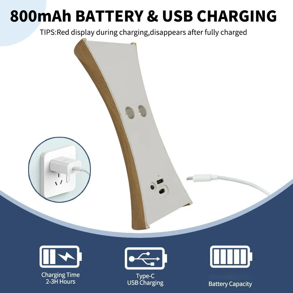 Motion Sensor Night Light Cordless Magnetic Wall Light Dimmable LED Lamp for Bedroom Staircase Hallway - Light Wood Grain - 4