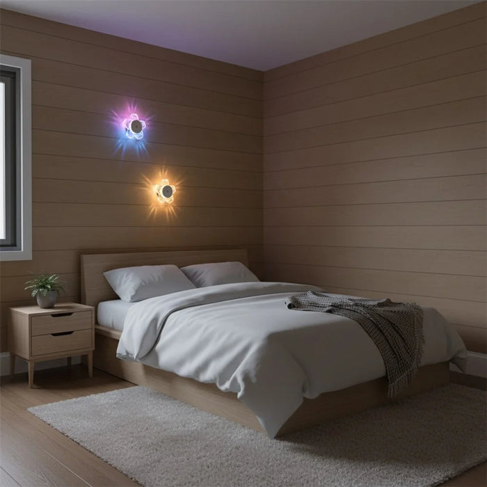 Cherry Blossom Shaped Night Light Motion Sensor Magnetic Base 3 Color Adjustable Ambient Wall Light - 4