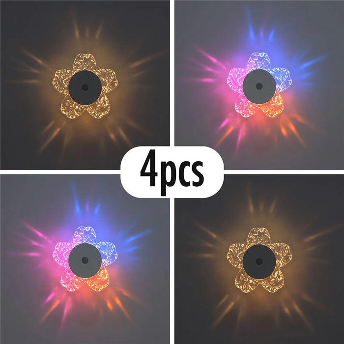 Cherry Blossom Shaped Night Light Motion Sensor Magnetic Base 3 Color Adjustable Ambient Wall Light - 7