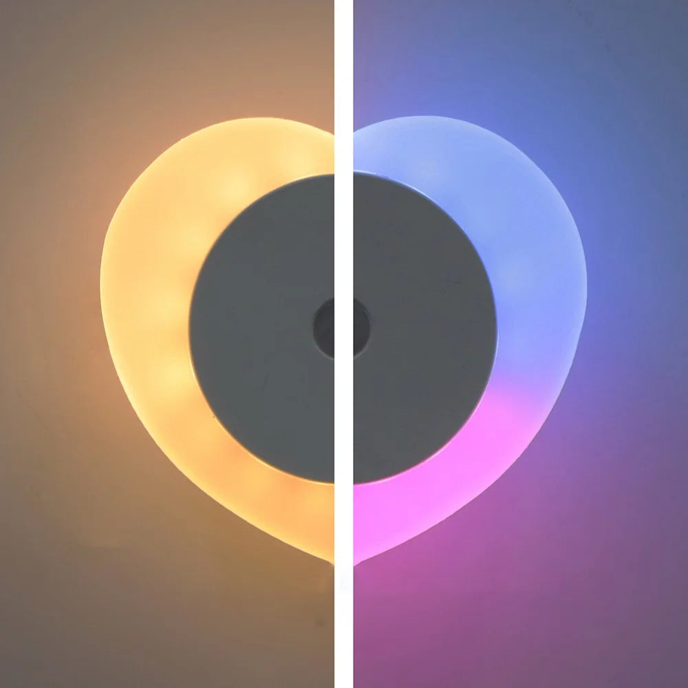 Heart Shape Wall Night Light Rechargeable 3-Color Dimming Motion Sensor LED Lamp with Magnetic Base - Matte White - 1