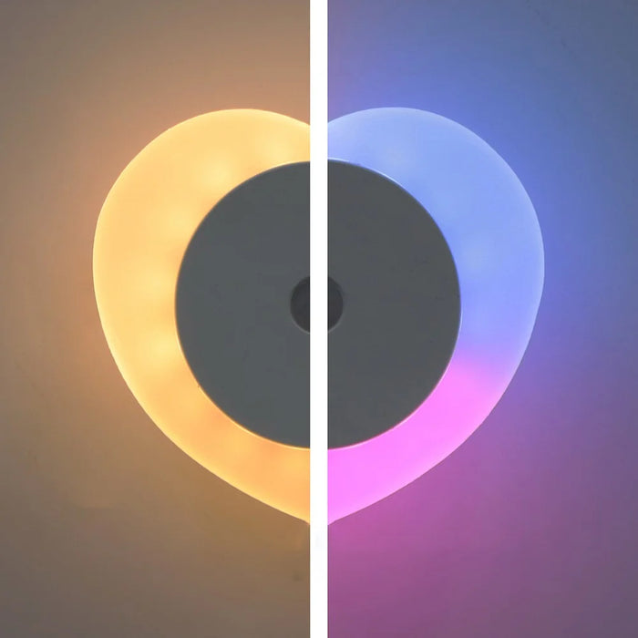 Heart Shape Wall Night Light Rechargeable 3-Color Dimming Motion Sensor LED Lamp with Magnetic Base - Matte White - 1
