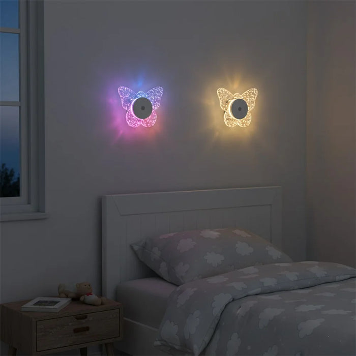 Butterfly Shaped Wall Light Motion Sensor Rechargeable 3-Color Dimmable Night Light Magnetic Base - 5