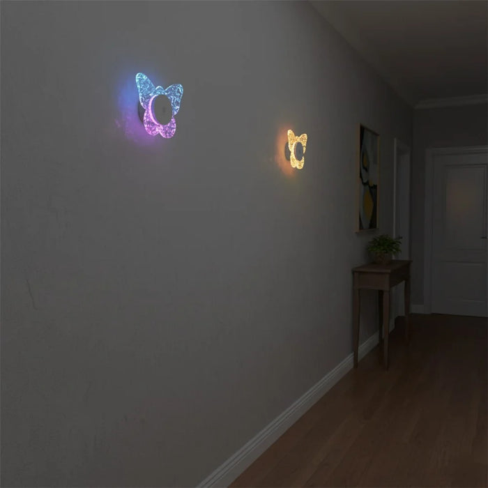 Butterfly Shaped Wall Light Motion Sensor Rechargeable 3-Color Dimmable Night Light Magnetic Base - 7