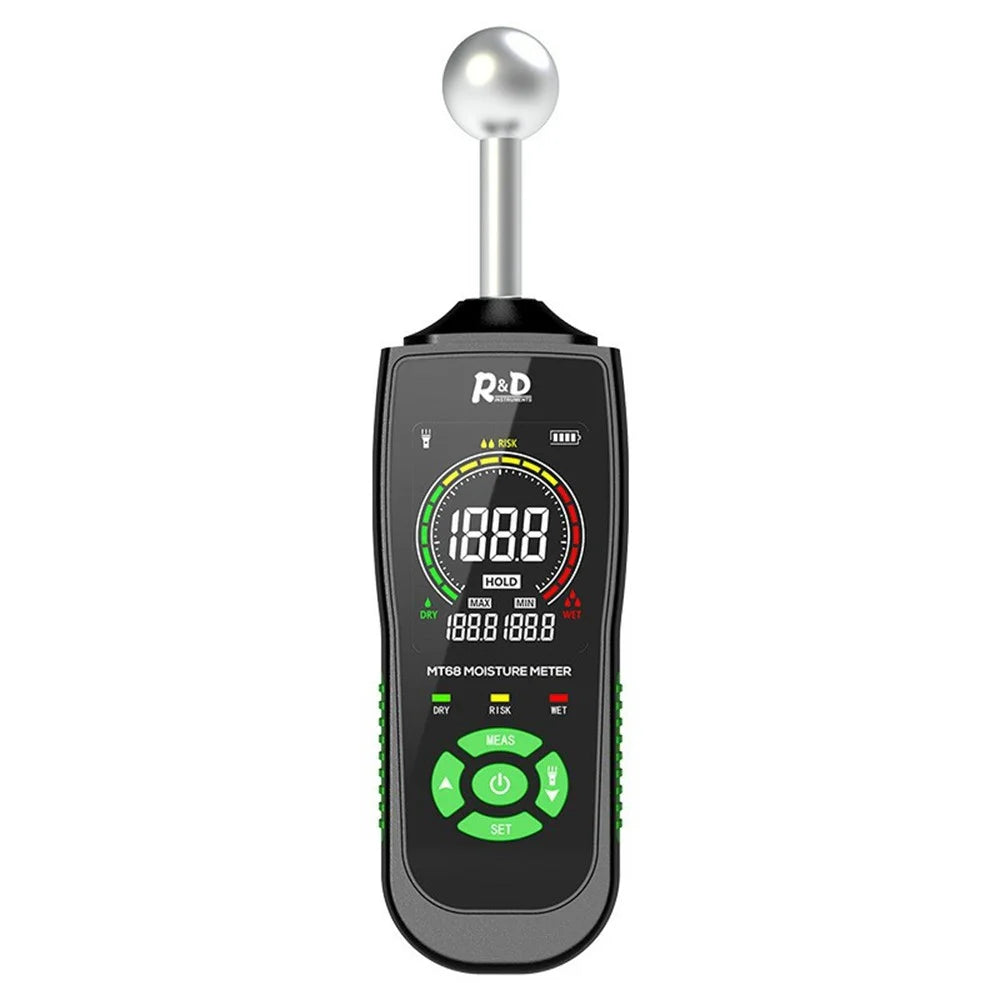 R&D MT68 Spherical Sensor Moisture Meter Non-Destructive Induction Wood Wall Floor Humidity Detector (without Battery) - 1