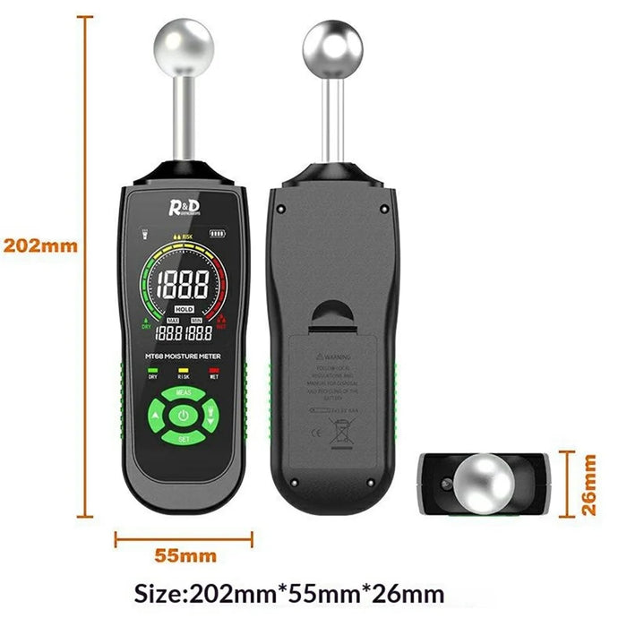 R&D MT68 Spherical Sensor Moisture Meter Non-Destructive Induction Wood Wall Floor Humidity Detector (without Battery) - 7