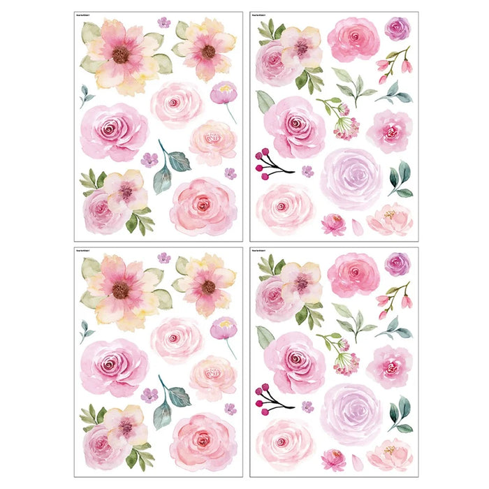 SCHHQT01-04 4Pcs / Set Flowers Wall Decor Sticker for Bedroom Decal Wallpaper (with EN71 Certification) - 2