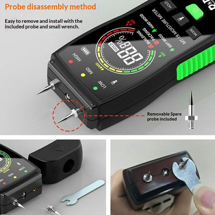 R&D MT-19C Wood Moisture Meter Digital LCD Moisture Detector for Timber Paper Building Materials (without Battery) - 7