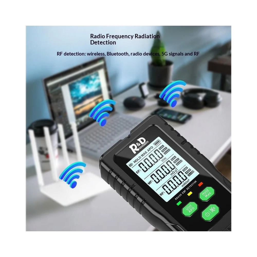 R&D Instruments EMF Detector 3 in 1 Electric Magnetic RF Radiation Meter EF MF Frequency Tester - 2