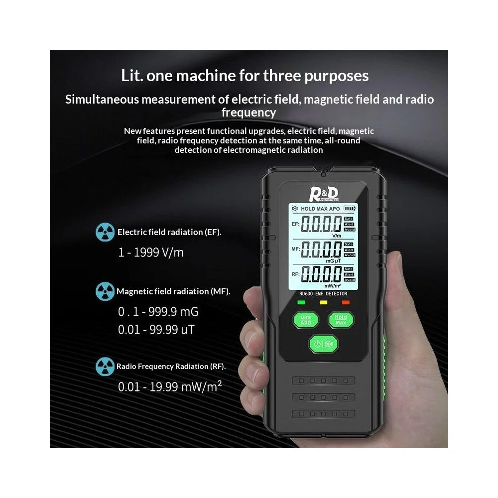 R&D Instruments EMF Detector 3 in 1 Electric Magnetic RF Radiation Meter EF MF Frequency Tester - 6
