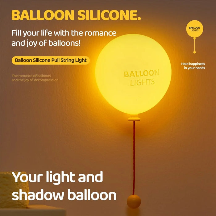 A072 Balloon Silicone Night Light Pull String Table Lamp 3 Brightness Levels Touch Control for Bedroom - 2