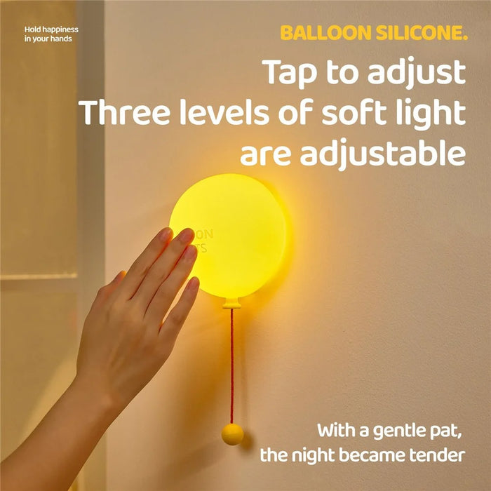 A072 Balloon Silicone Night Light Pull String Table Lamp 3 Brightness Levels Touch Control for Bedroom - 4