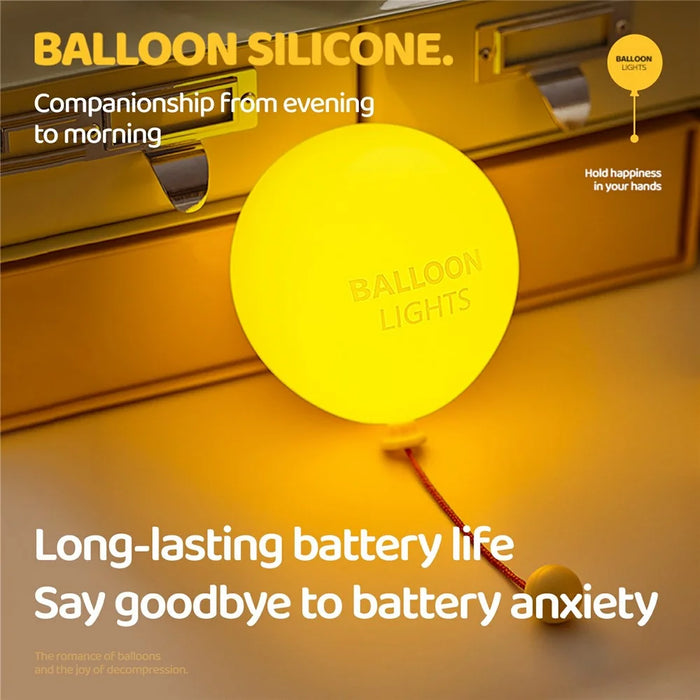 A072 Balloon Silicone Night Light Pull String Table Lamp 3 Brightness Levels Touch Control for Bedroom - 6