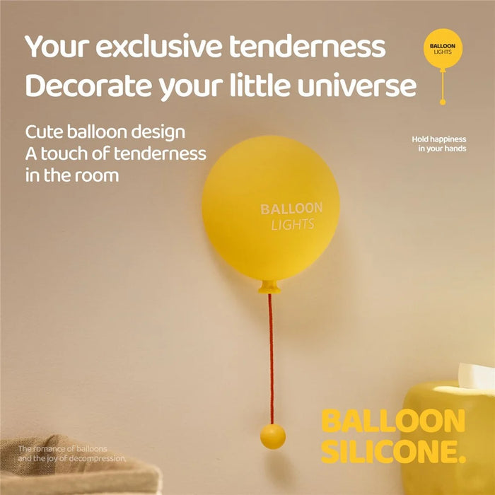 A072 Balloon Silicone Night Light Pull String Table Lamp 3 Brightness Levels Touch Control for Bedroom - 7