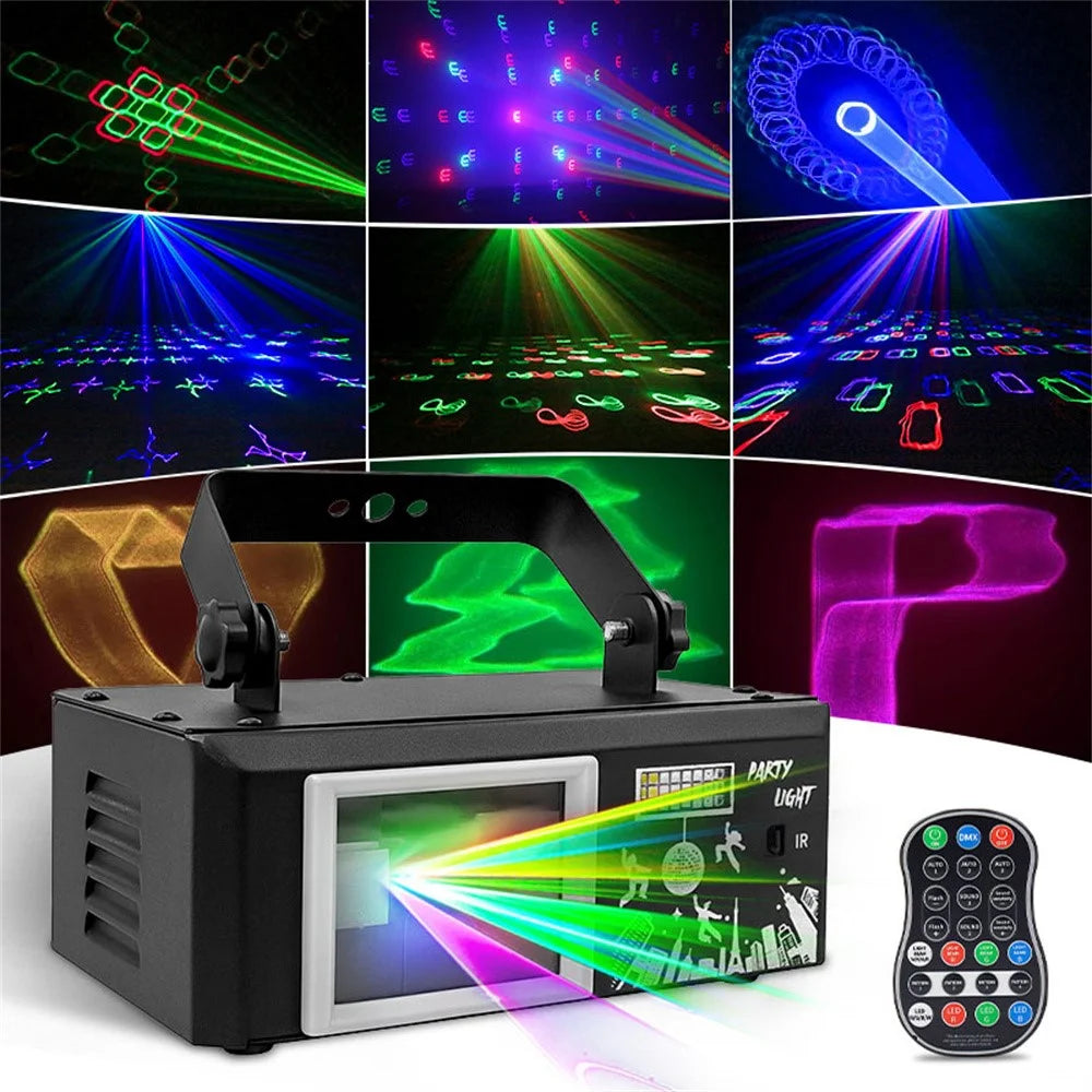 5 In 1 RGB Laser Projection Light 1000+ Patterns Atmosphere Lamp with Remote Control for DJ KTV Bar - Black - 1