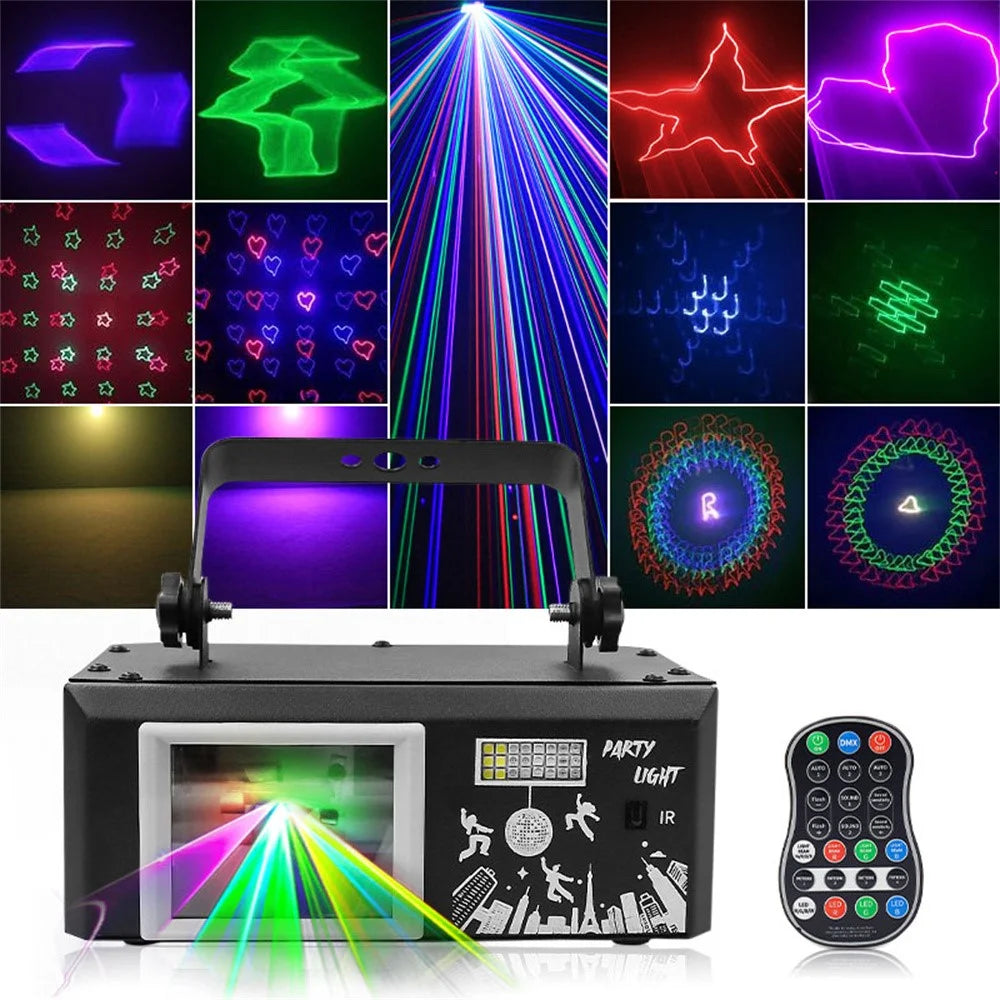 5 In 1 RGB Laser Projection Light 1000+ Patterns Atmosphere Lamp with Remote Control for DJ KTV Bar - Black - 2