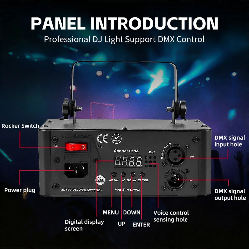 5 In 1 RGB Laser Projection Light 1000+ Patterns Atmosphere Lamp with Remote Control for DJ KTV Bar - Black - 7