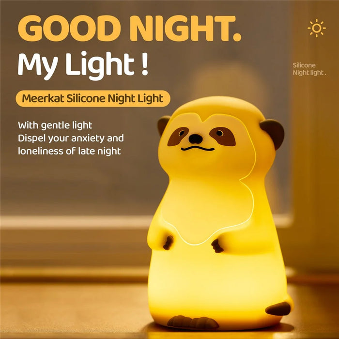 A075 Meerkat Silicone Night Light Touch Dimming 3-Mode Warm Light for Baby Feeding Bedroom - 2