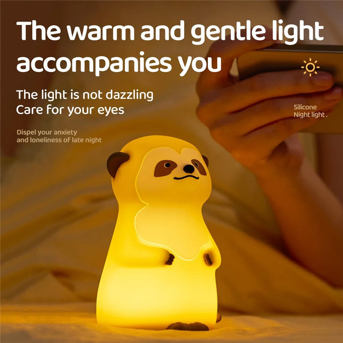 A075 Meerkat Silicone Night Light Touch Dimming 3-Mode Warm Light for Baby Feeding Bedroom - 3