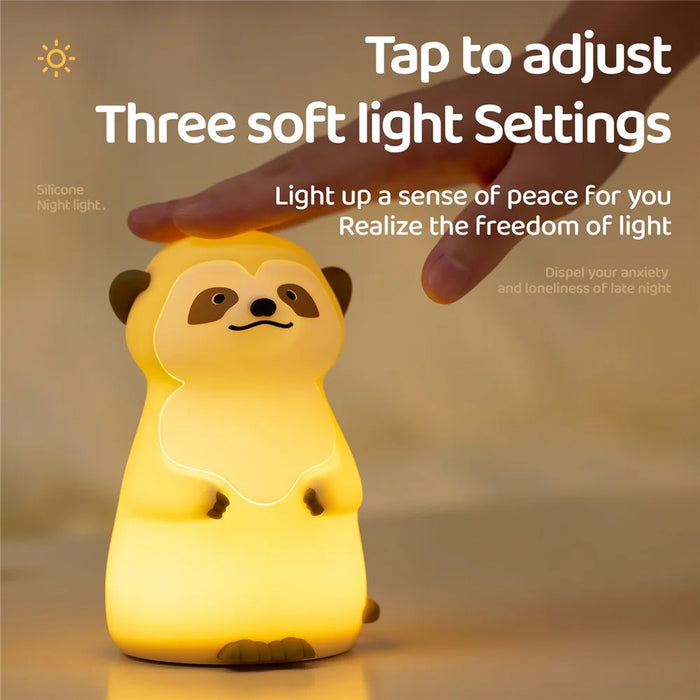 A075 Meerkat Silicone Night Light Touch Dimming 3-Mode Warm Light for Baby Feeding Bedroom - 4