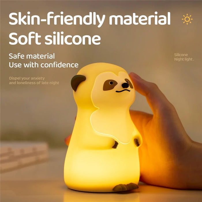 A075 Meerkat Silicone Night Light Touch Dimming 3-Mode Warm Light for Baby Feeding Bedroom - 5