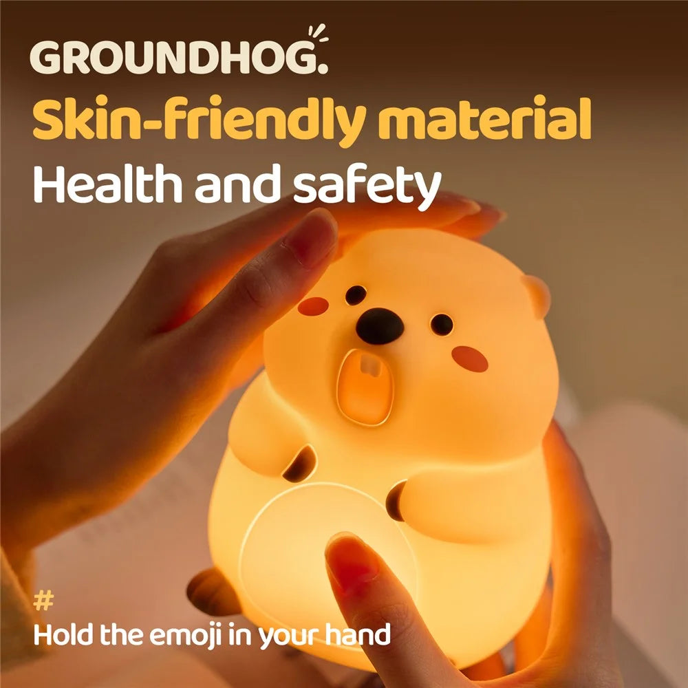 A077 Silicone Night Light Groundhog Shape 3-Level Touch Control 1200mAh 30min Timer - 5