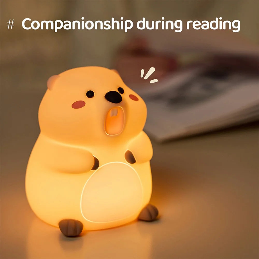 A077 Silicone Night Light Groundhog Shape 3-Level Touch Control 1200mAh 30min Timer - 7
